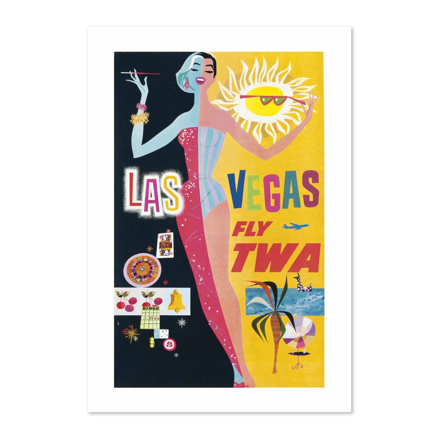 Las Vegas Fly TWA Showgirl poster print